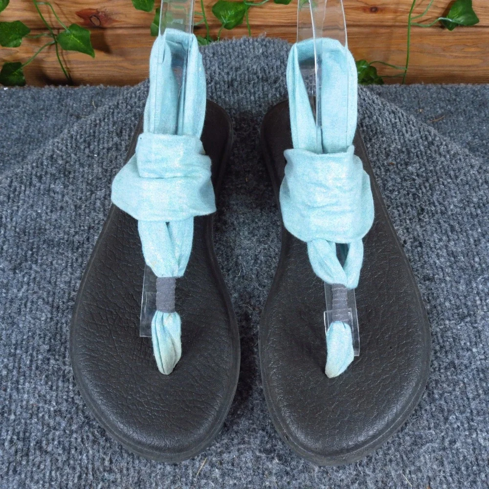 Sanuk Yoga Sling 2 Kids Girls‎ Slingback Sandals Size 5-6 Casual Aqua Metallic